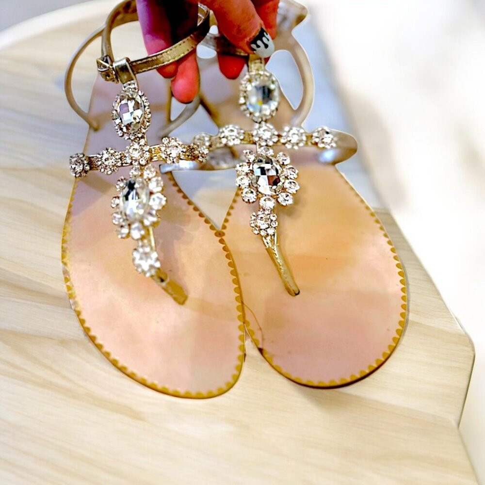 Lilly Pulitzer Katie Embellished Sandal Gold Metallic Leather